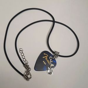 Fender Blue Marble Guitar Pick Adjustable Necklace